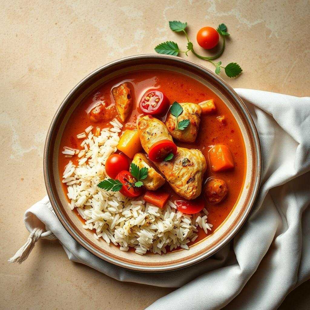 Fish curry with rice